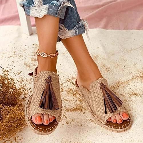 Kadınlar için terlik Püskül Vintage Düz Sandalet Moda Balık Ağzı Roma Terlik Yaz Kapalı ve Açık Slaytlar Ayakkabı