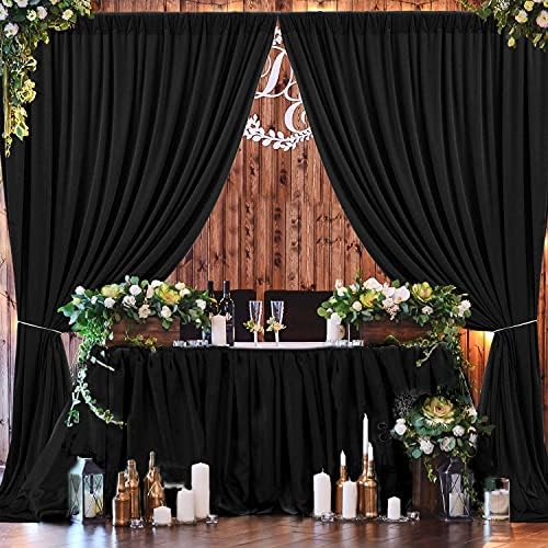 10 ft x 7 ft Kırışıklık Ücretsiz Siyah Zemin Perde Panelleri, Polyester Fotoğraf Backdrop Perdeler, düğün Parti Ev