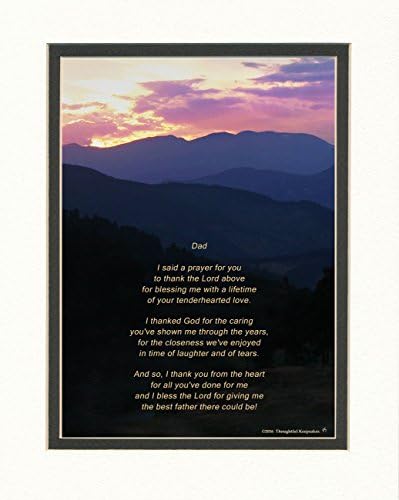 En iyi Baba için Teşekkür Duası Şiiri ile baba Hediyesi. Mts Gün Batımı Fotoğrafı, 8x10 Çift Keçeleşmiş. Babalar Günü,