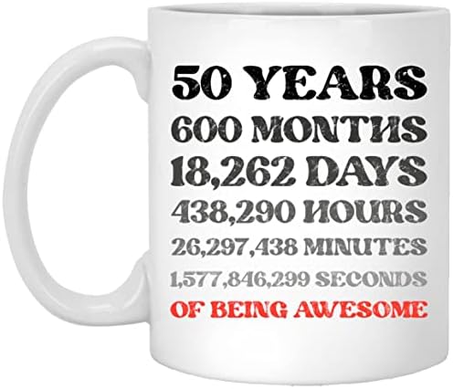 50 Elli Yıl Ay Gün Saat Dakika Saniye Olmak Harika Kahve Kupa, Komik 50th doğum günü hediyesi Gag Erkekler Kadınlar