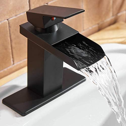 Bathfinesse Siyah Banyo Musluk Şelale Banyo lavabo musluğu batarya Dokunun Mat Siyah Kare Modern Tek Kolu 1 Delik