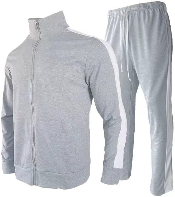 RPOVIG erkek eşofman Takımları, 2 Paket Eşofman Kıyafetler Tam Zip Ceketler Atletik Pantolon Koşu Gym Egzersiz