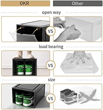 OKR Ayakkabı Saklama Kutusu, 8 Paket Kutuları Şeffaf Plastik İstiflenebilir, Manyetik Kapılı Organizatör, Konteynerler