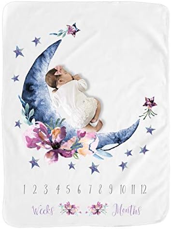 BUTTZO Bebek Ay Aylık Kilometre Taşı Battaniye Kız Erkek / Büyük Bebek Battaniye Kız ve Erkek Yenidoğan Fotoğraf Premium