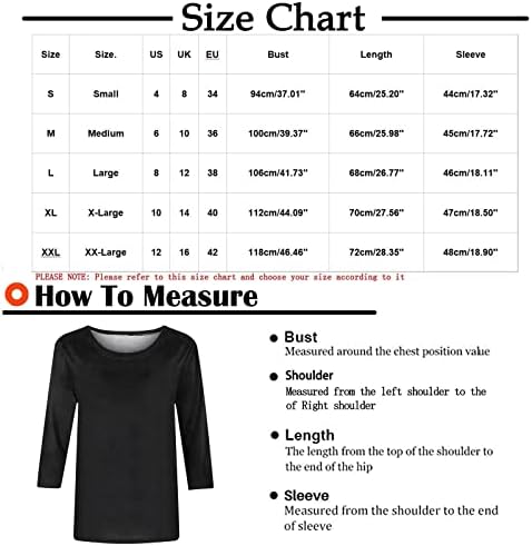 Bayan Yaz Sonbahar Bluz 2023 Giyim 3/4 Kollu Pamuk Ekip Boyun Grafik Gevşek Fit Brunch Bluz Gömlek Kızlar için SK