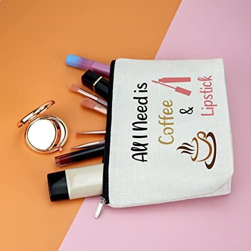 Kahve Sevgilisi Hediyeler Makyaj Çantaları Kahve ve Ruj Kozmetik Çantaları Kadınlar için Komik Doğum Günü Hediyeleri