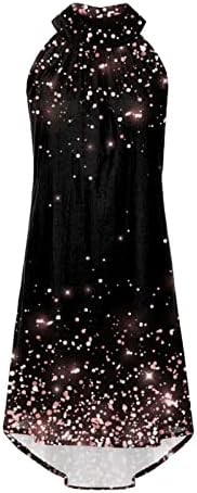 Kadınlar için çiçek Elbise Düzensiz Baskılı Yüksek Boyun Tshirt Sundress Vintage Gevşek Elbiseler Kadınlar için 2023