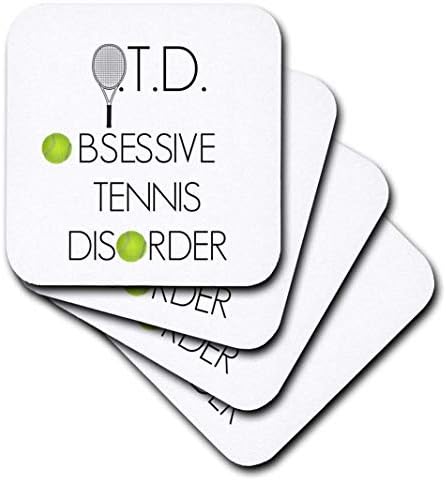 3dRose OTD Obsesif Tenis Bozukluğu-Yumuşak Bardak Altlığı, 8'li Set (CST_218451_2), Çok Renkli