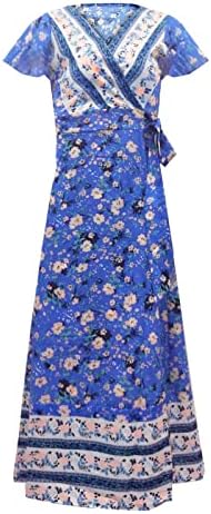 MIASHUI askı elbise Cepler ile Bayanlar Yaz Casual V Boyun Çiçek Baskı yüksek bel kemeri Kısa Kollu Etek Çizgili Elbise