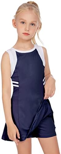 Hopeac Gençlik Kızlar Tenis Elbiseler Golf Kolsuz Kıyafet Okul Spor Elbise Şort Cepler ile