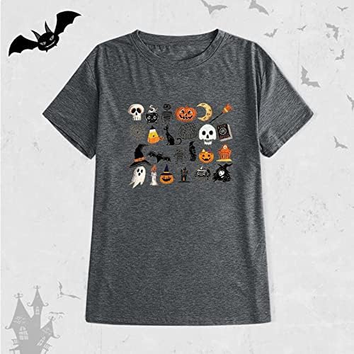 Bayan Sonbahar Kabak Cadı T Shirt Komik Kısa Kollu Cadılar Bayramı Grafik Tees Tops Kısa Kollu Mahsul
