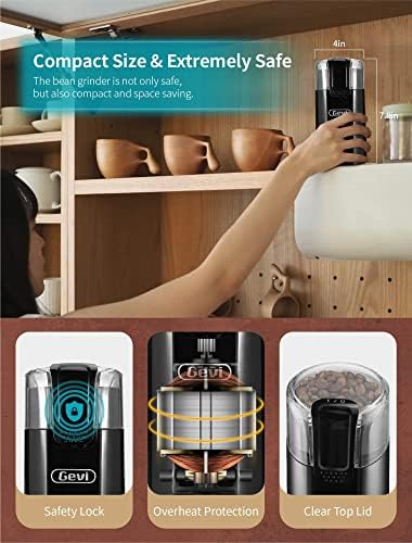 Elektrikli Kahve Değirmeni Paslanmaz Çelik Bıçak Değirmeni Kahve Espresso Latte Mochas, Gürültüsüz Çalışma.GECGI140-U-1