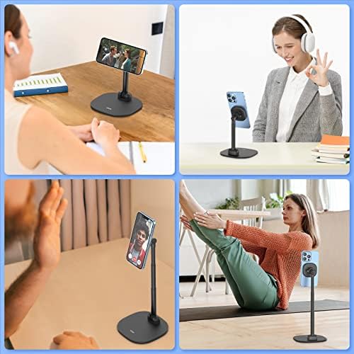 VRIG Manyetik Masa Telefonu Standı Ofis / Ev için Manyetik Halkalı 360°Dönebilen Telefon Tutucu Yükseklik ve Eğim