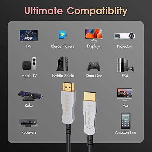 Opcables 8 K Fiber Optik HDMI Kablosu Yüksek Hızlı 48 Gbps Uzun 50ft hdmı Kablosu Destekler 4K@120Hz YUV 4:4:4 Dolby