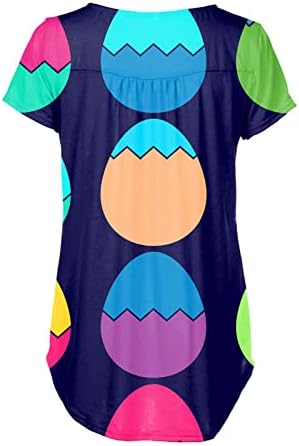 Bayan Düşük Boyun Kısa Kollu Üstleri Güzel Tavşan Baskı T Shirt Düğmeleri ile Rahat İnce Tee Bluz Genç Kızlar için