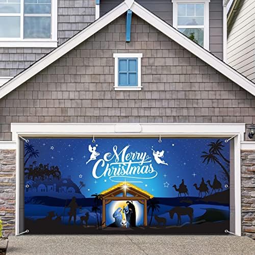 Noel Doğuş Garaj Kapısı Afiş Kapağı Süslemeleri 6x13ft, Ekstra Büyük Kumaş Doğuş Sahne Noel Zemin fotoğraf kabini