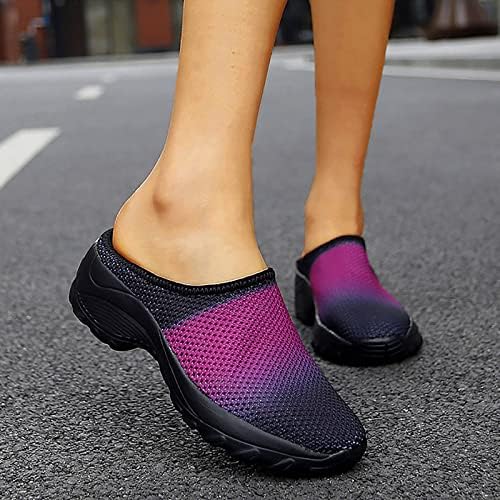 Leewos Örgü Konfor Yarım Rahat Platform Desteği Açık Ayakkabı Kemer ile Nefes Siyah Rahat Bayan Ayakkabıları