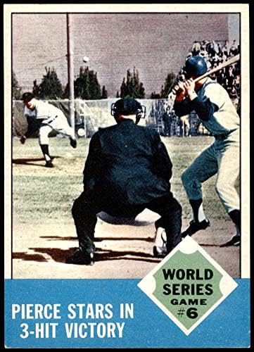 1963 Topps 147 1962 Dünya Serisi-Oyun 6-Pierce 3'lü Zaferde Yıldızlar Billy Pierce New York/San Francisco Yankees