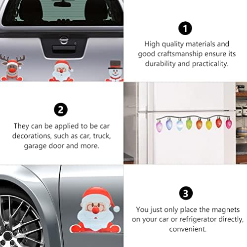 Noel araba ampulü ışıkları Sticker: 1 takım Yansıtıcı Otomotiv Araba Manyetik Çıkartması Noel Baba Kardan Adam Ren